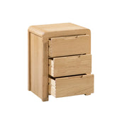 Carve Solid White Oak and Oak Veneer 3 Drawer Bedside - Pendle Village Furniture
